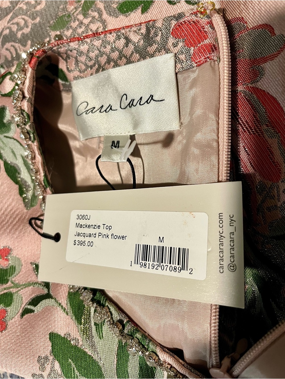 Cara Cara Mackenzie Top Jacquard Pink Flower - Medium NWT - Picture 7 of 7